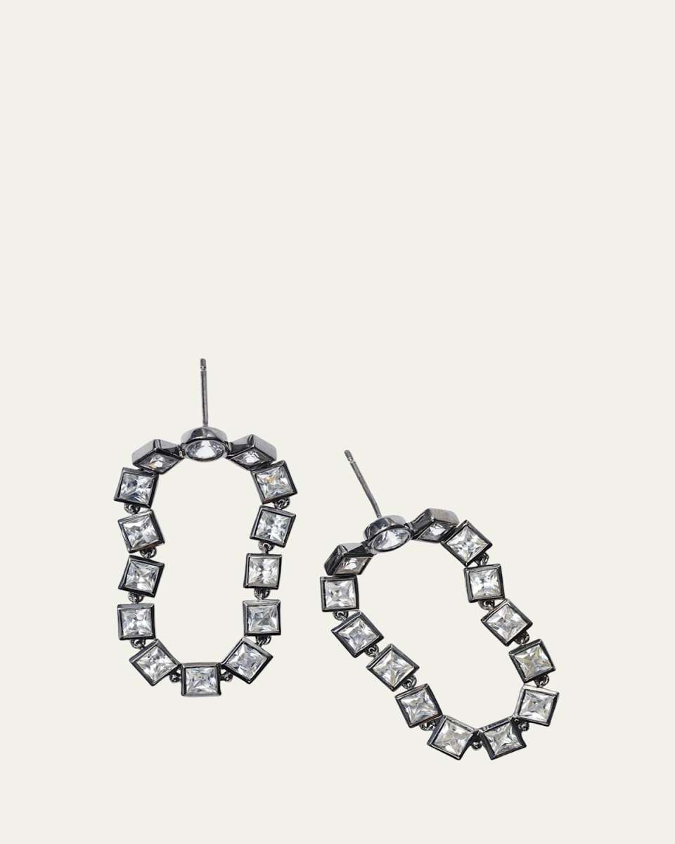 Loop Earrings with 3.5mm Square White Zircons